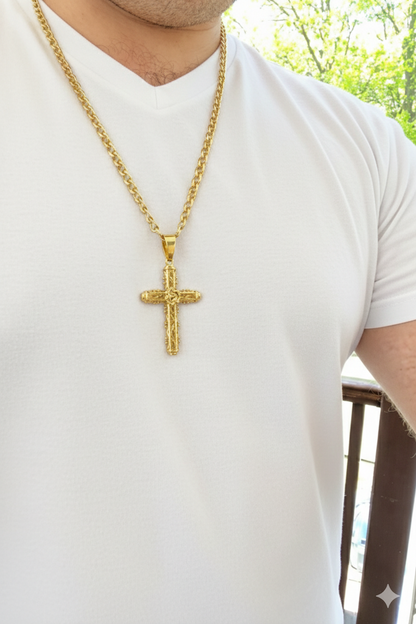 Cristo Rosas Chapa de Oro